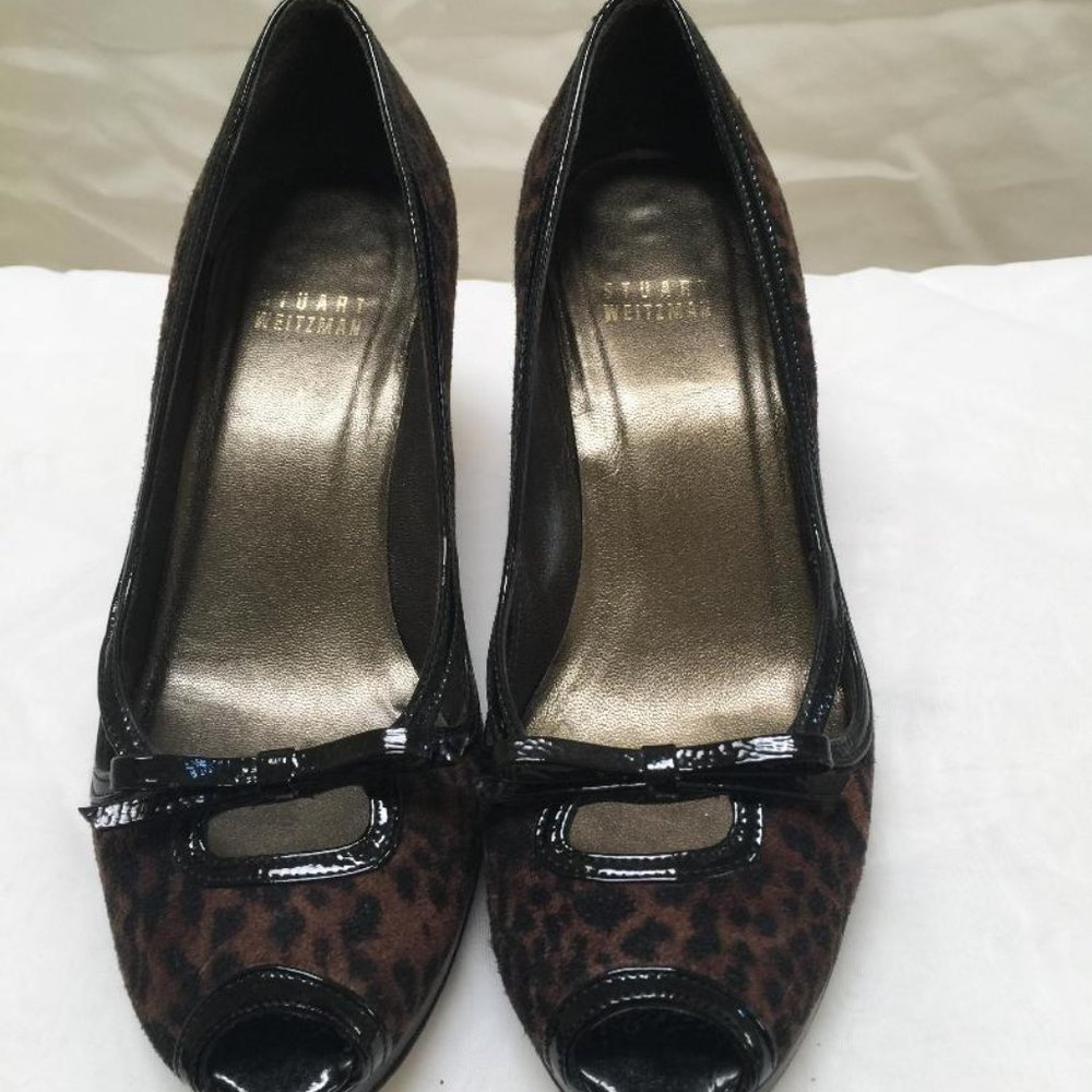 STUART WEITZMAN -Animal Prints Suede Peep Toe